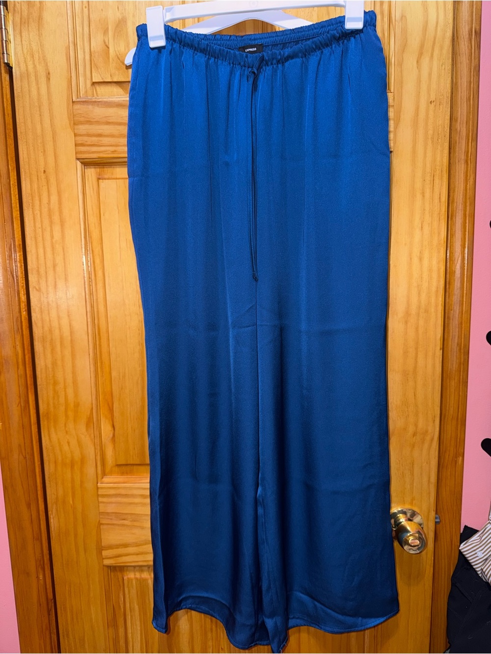 Express Royal Blue Wide-Leg Drawstring Pants